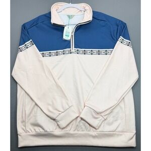 Royaura Mens L 1/4 Zip Pullover Sweatshirt Colorblock Blue Pink Geometric NWT